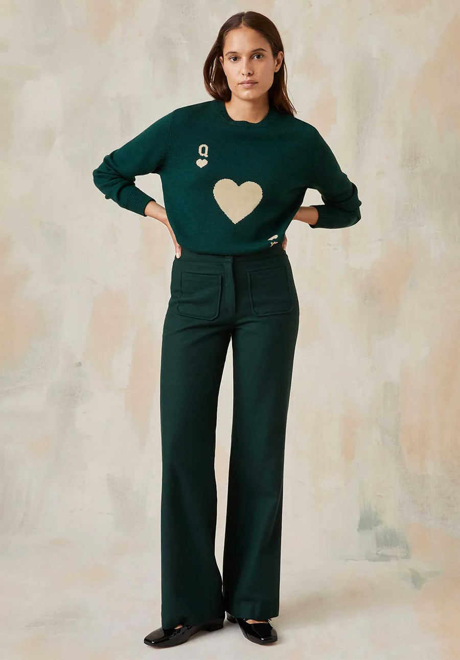 Pullover Dame De Coe Dame De Coeur Vert