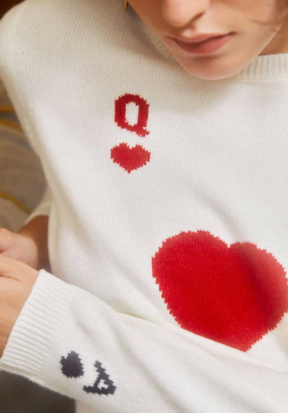 Pullover Dame De Coeur Blanc
