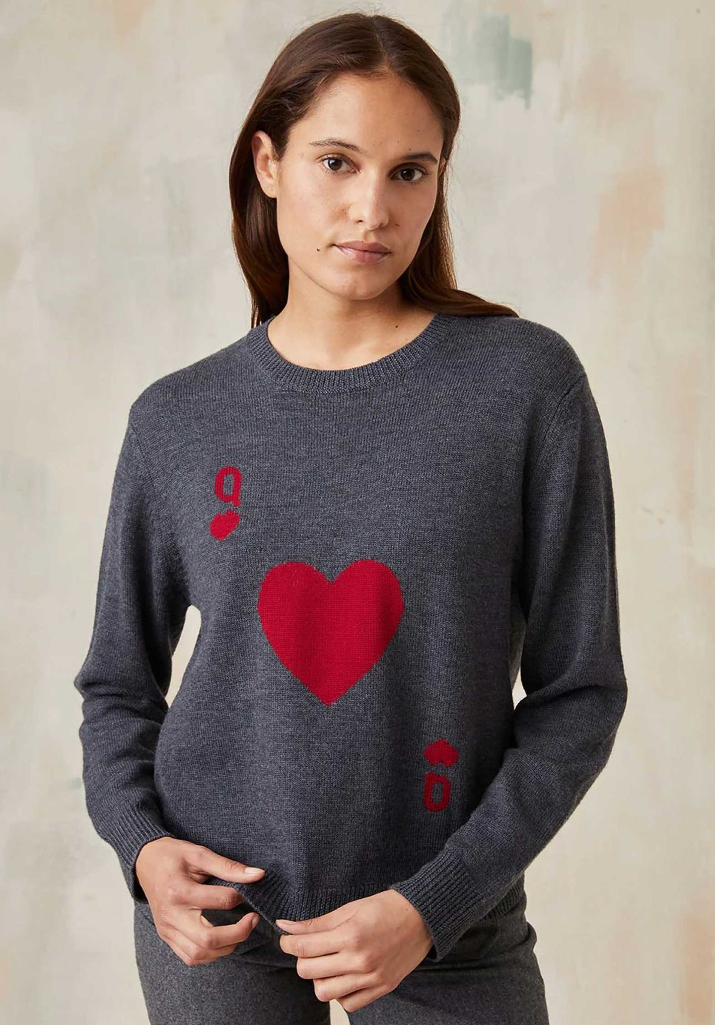 Pullover Dame De Coe Dame De Coeur Gris