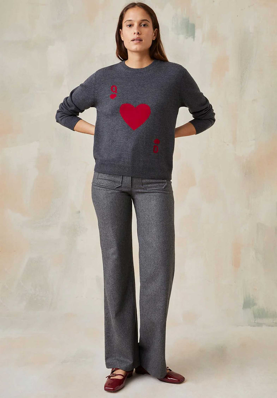 Pullover Dame De Coe Dame De Coeur Gris