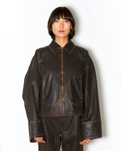 Denim Jacket Macfly Brown-Wax