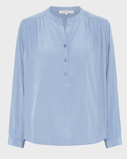 Women Blouse Satin Fabric With Pleated Texture - Bluesky