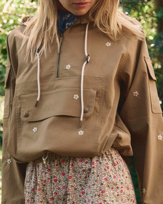 Sweatshirt E Trailhead Pul Khaki-With-Daisy-Emb