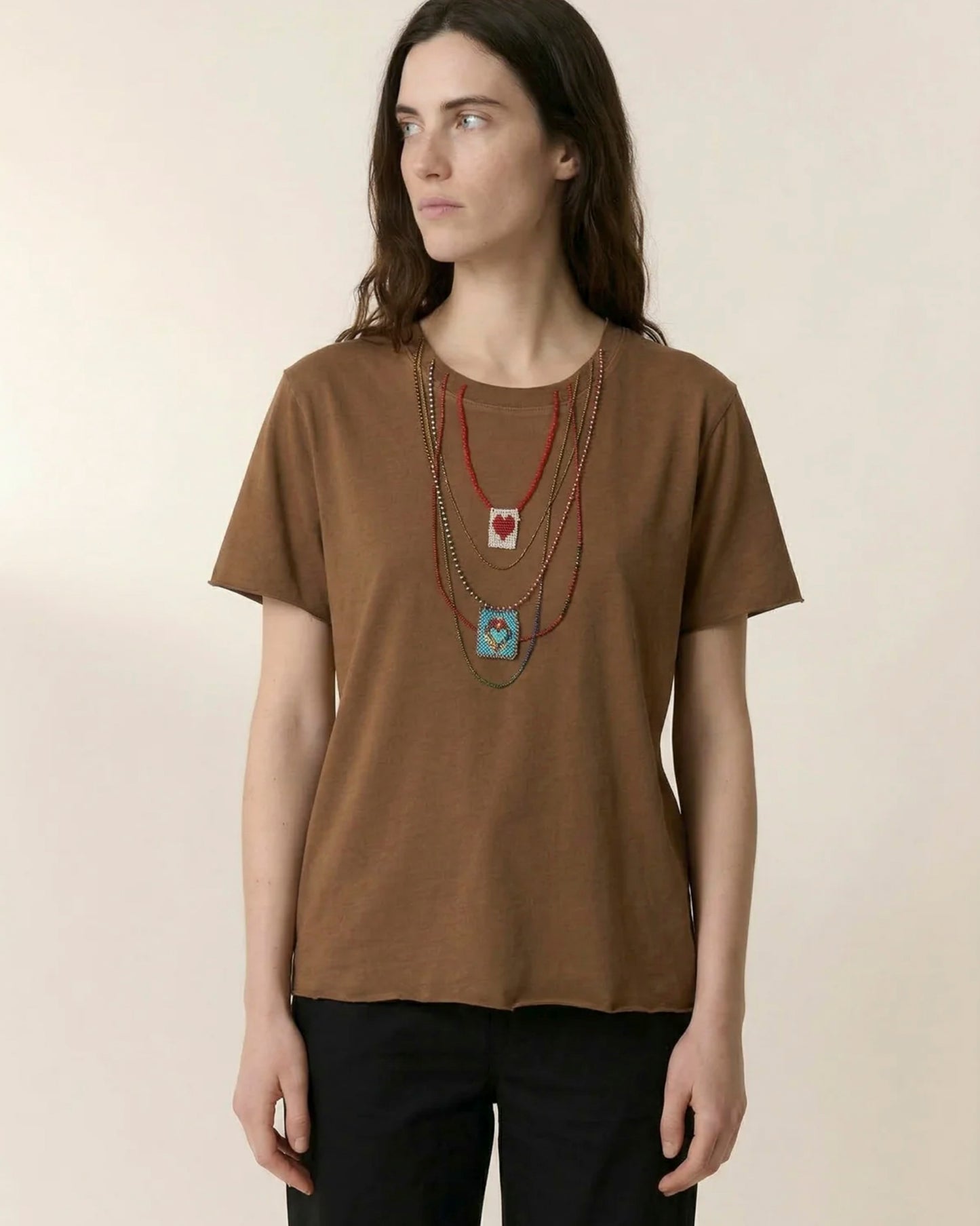 Men's T-Shirt 100 Percent Supima Cotton Knit - Summer Brown