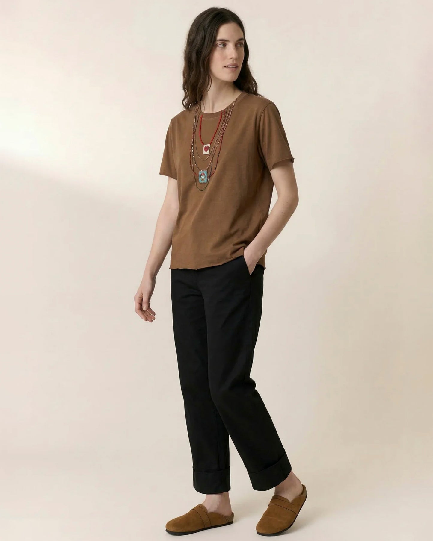 Men's T-Shirt 100 Percent Supima Cotton Knit - Summer Brown