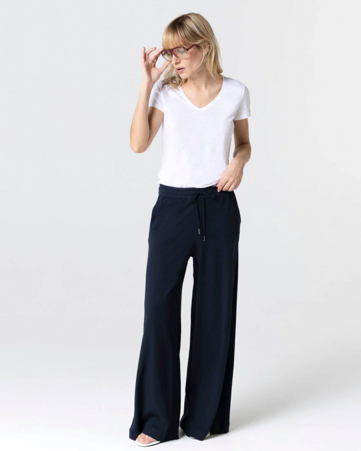 Pants in Cotton / Linen Marine