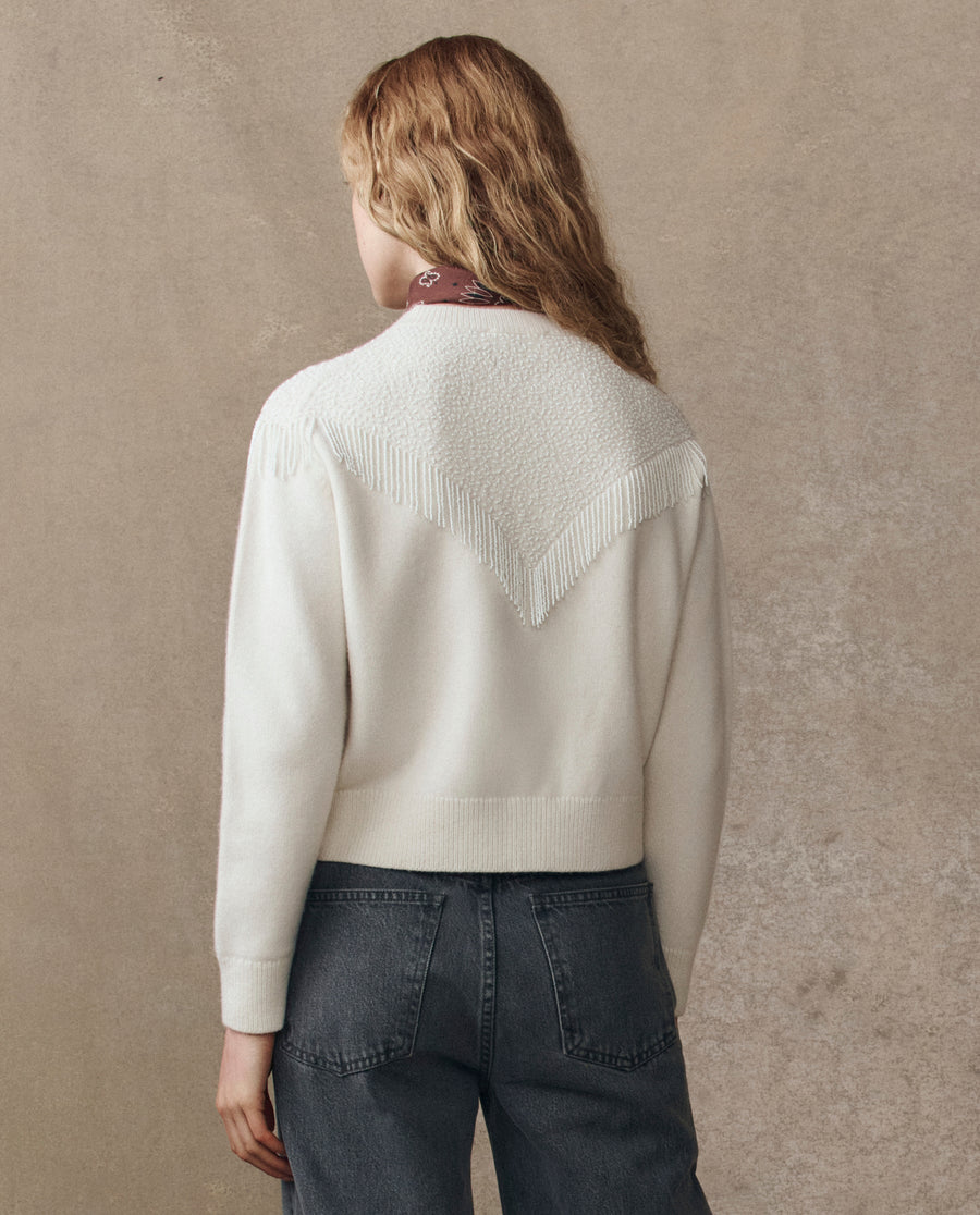 Cardigan Beaded Fringe Ca Cream