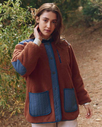 The Great | Plush Tundra Jacket - Chocolate & Navy Chocolate-Navy