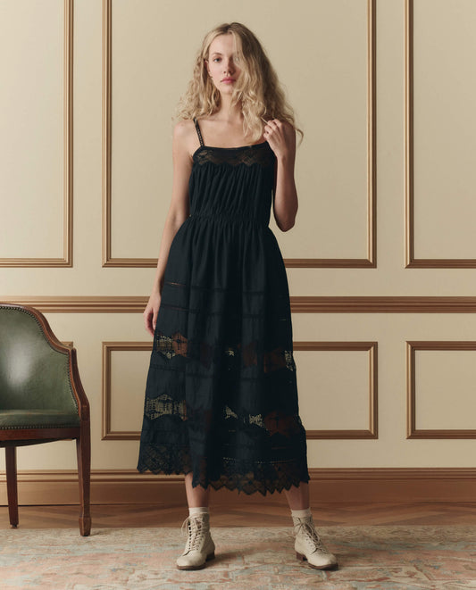 Women's Elegant Floral Rosette Dress Rosette Lace - Black