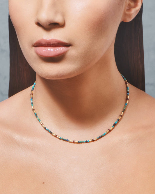 Necklace Rama Collier Grenat-Chrysocolle