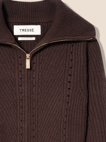 TRESSE | Mabino  Wool-Blend Zip Jacket Brown