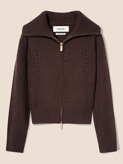 TRESSE | Mabino  Wool-Blend Zip Jacket Brown