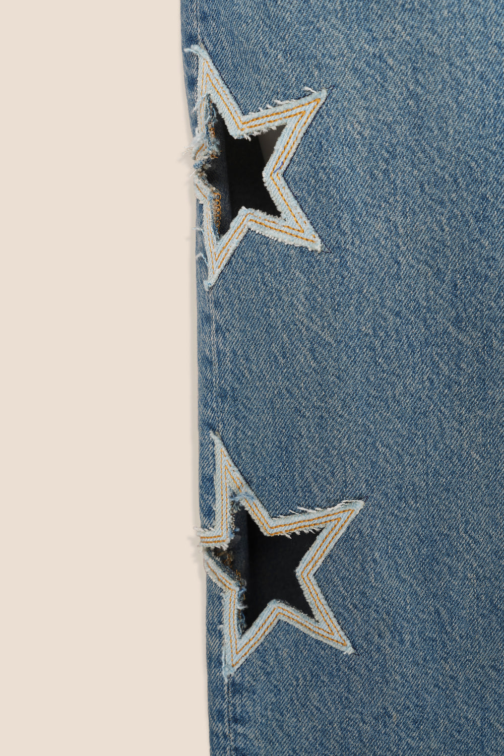 Tressé Women’s Pina Wide-Leg Jeans 100% Cotton Denim with Braided Trim - Bleu