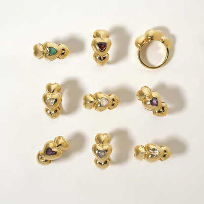 Ring Joli Coeur Bague Onyx-Vert