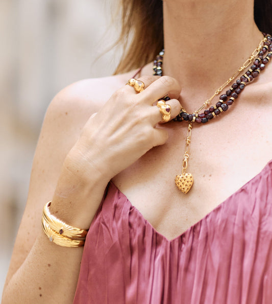 Necklace Joli Coeur Pen Grenat