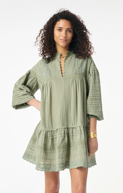 Vanessa Bruno Women's Diane Trapeze Dress Cotton Blend -  Green Amande