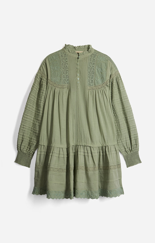 Vanessa Bruno Women's Diane Trapeze Dress Cotton Blend -  Green Amande