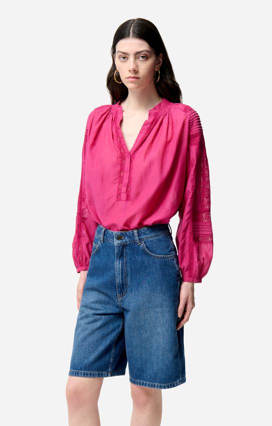 Vanessa Bruno Women's Elouan High-Waisted Denim Bermuda Shorts 100% Cotton -  Blue Royal