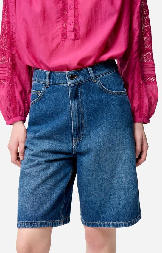 Vanessa Bruno Women's Elouan High-Waisted Denim Bermuda Shorts 100% Cotton -  Blue Royal