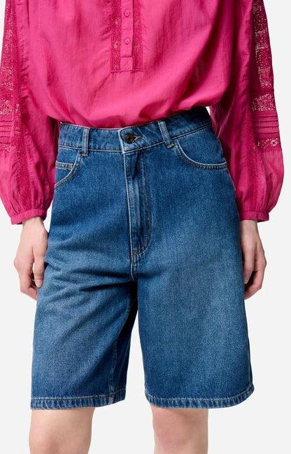 Vanessa Bruno Women's Elouan High-Waisted Denim Bermuda Shorts 100% Cotton -  Blue Royal