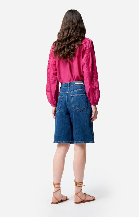 Vanessa Bruno Women's Elouan High-Waisted Denim Bermuda Shorts 100% Cotton -  Blue Royal