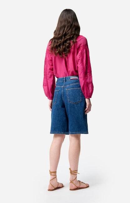 Vanessa Bruno Women's Elouan High-Waisted Denim Bermuda Shorts 100% Cotton -  Blue Royal