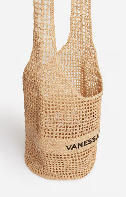 Women's Classic Beach Tote Bag Raffia - Sable-Noir