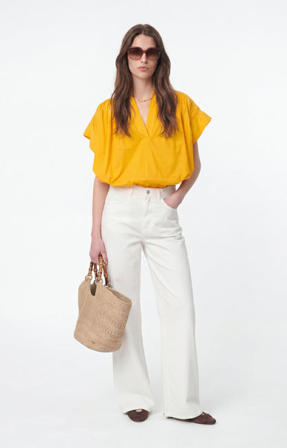 Women's Button-Down Blouse 100% Cotton Voile - Safran