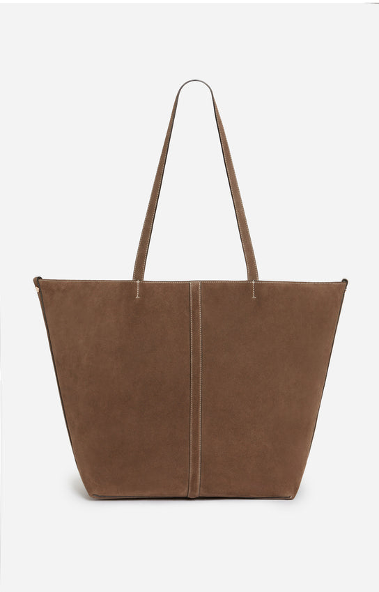 Unisex Tote Bag Velvet-Finish Cowhide Leather - Taupe