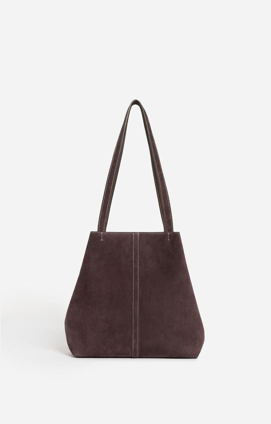 Vanessa Bruno Women's Small Daily Tote Bag 100% Suede Cowhide Leather -  Brown Amer