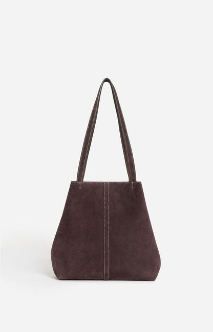 Vanessa Bruno Women's Small Daily Tote Bag 100% Suede Cowhide Leather -  Brown Amer