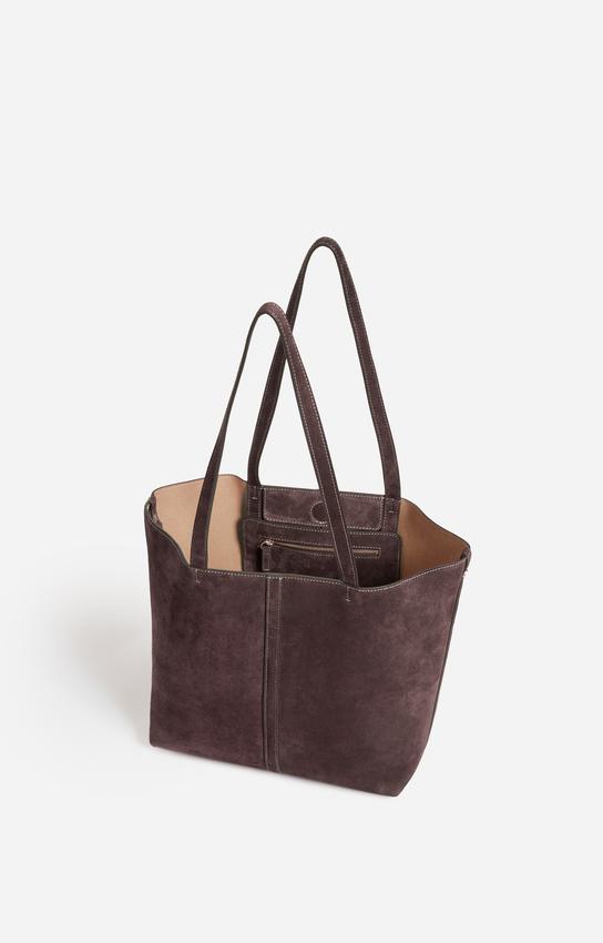 Vanessa Bruno Women's Small Daily Tote Bag 100% Suede Cowhide Leather -  Brown Amer