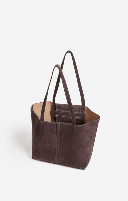 Vanessa Bruno Women's Small Daily Tote Bag 100% Suede Cowhide Leather -  Brown Amer