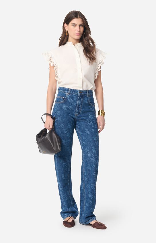 Women's Button-Down Blouse Lightweight Crepe - Ecru