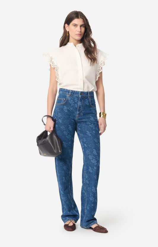 Women's Button-Down Blouse Lightweight Crepe - Ecru