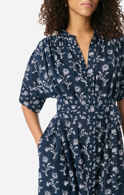 Women Midi Dress Viscose Crepe Satin Finish - Noir