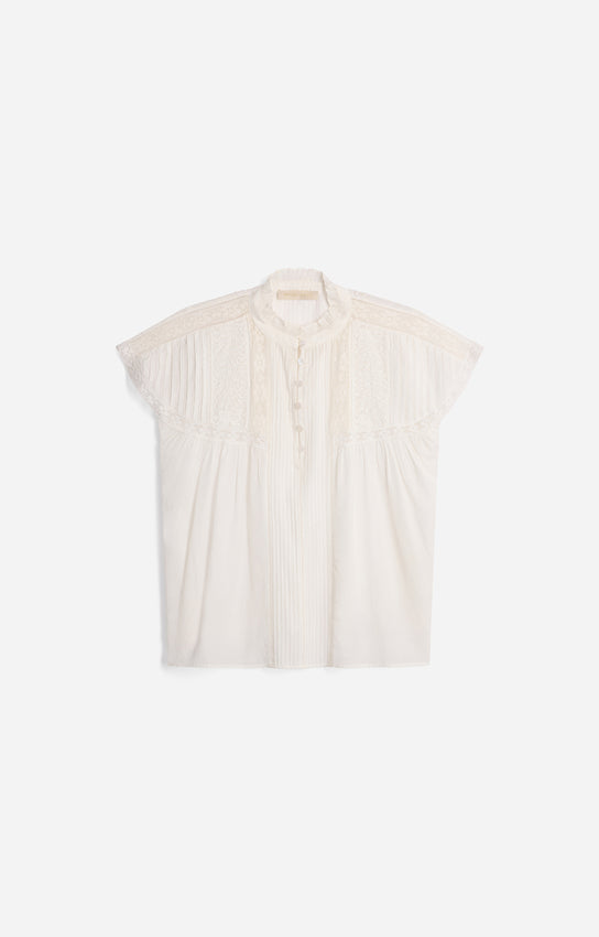 Women Button-Down Blouse 100 Percent Cotton Poplin - White Blanc