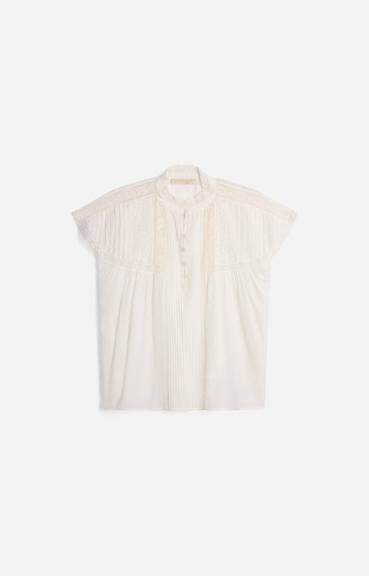 Women Button-Down Blouse 100 Percent Cotton Poplin - White Blanc