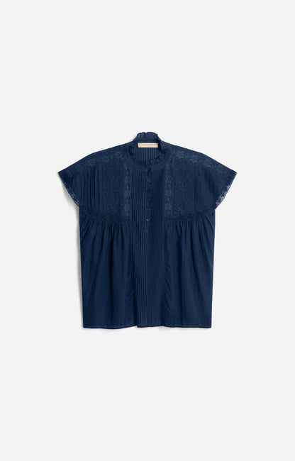 Women's Lightweight Button-Down Blouse 100% Cotton - Encre