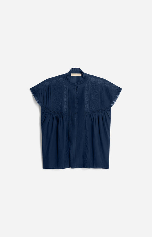 Women's Lightweight Button-Down Blouse 100% Cotton - Encre