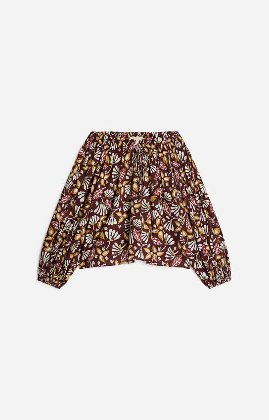 Women's Blouse Lightweight 100% Cotton Poplin - Marron
