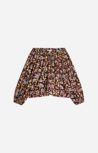 Women's Blouse Lightweight 100% Cotton Poplin - Marron