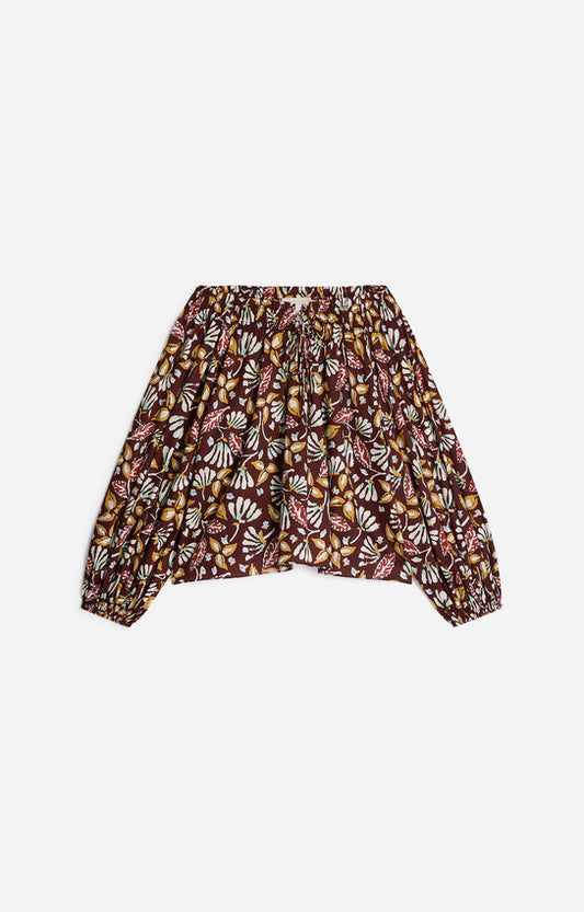Women's Blouse Lightweight 100% Cotton Poplin - Marron