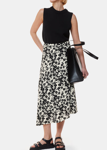 Riley Floral Print Skirt 38407 Black-And-White