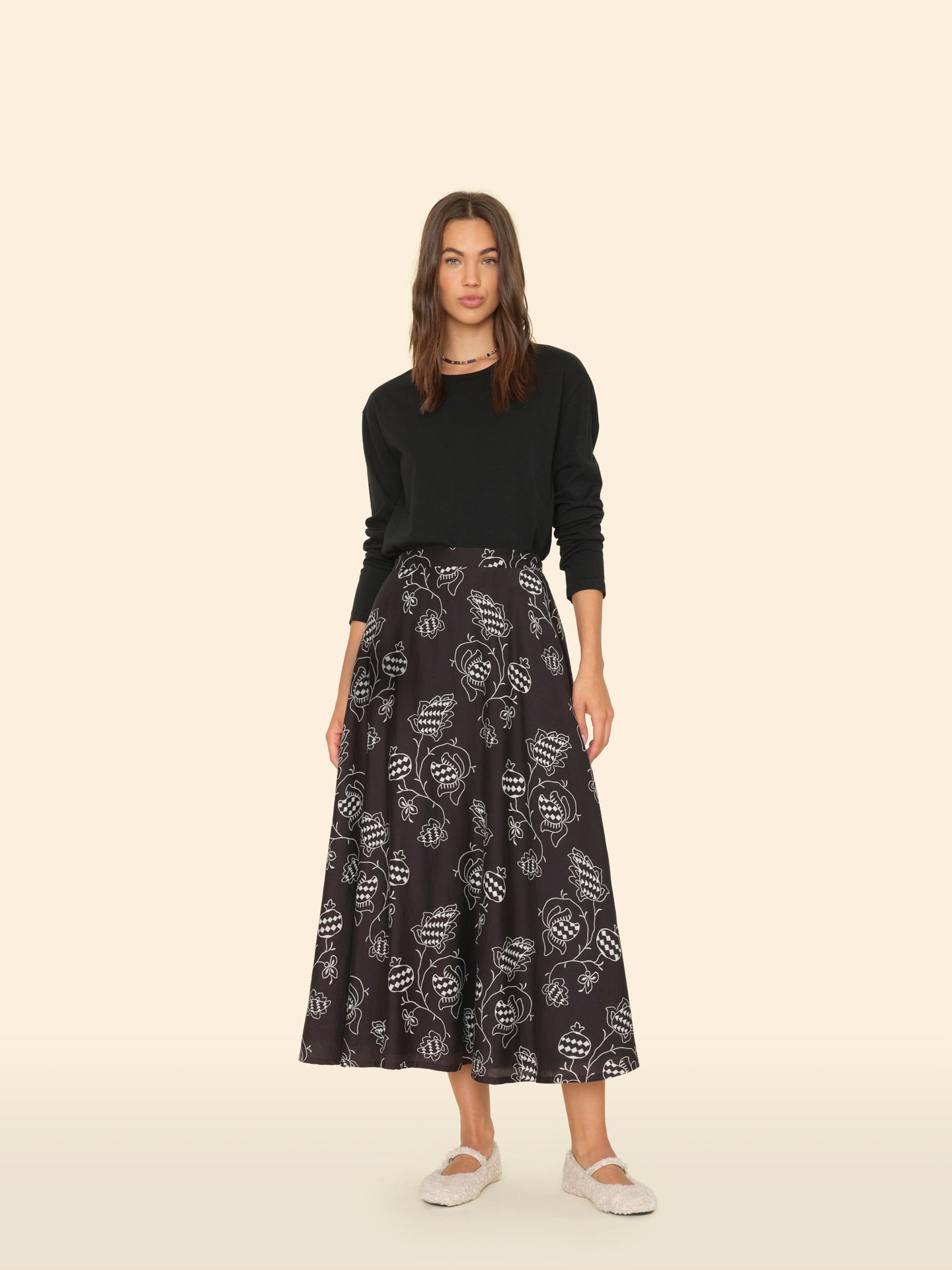 Skirt X7dlp000 Satine Skirt Black-Pom