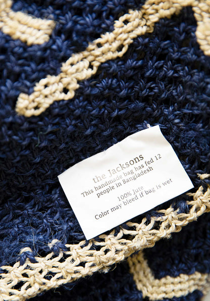 The Jacksons Beach Bag Barry Pool Time -  Jute Tote Indigo