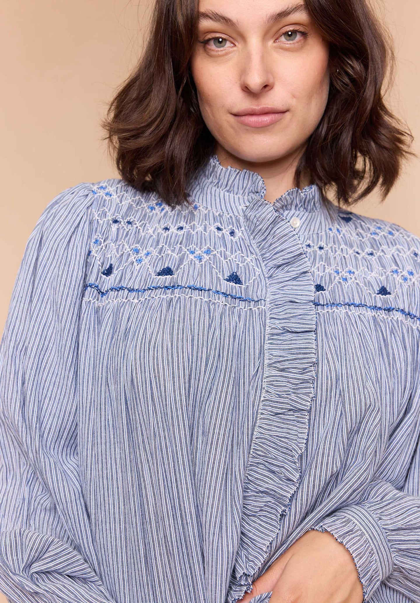 Blouse Peuplier Stripe-Bleu