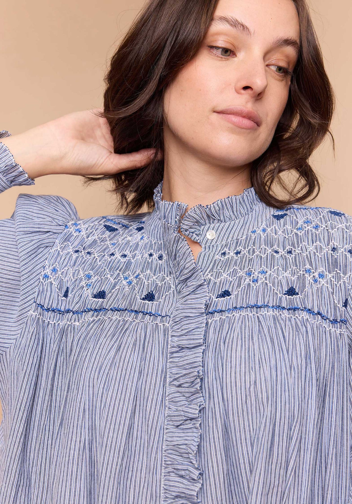 Blouse Peuplier Stripe-Bleu