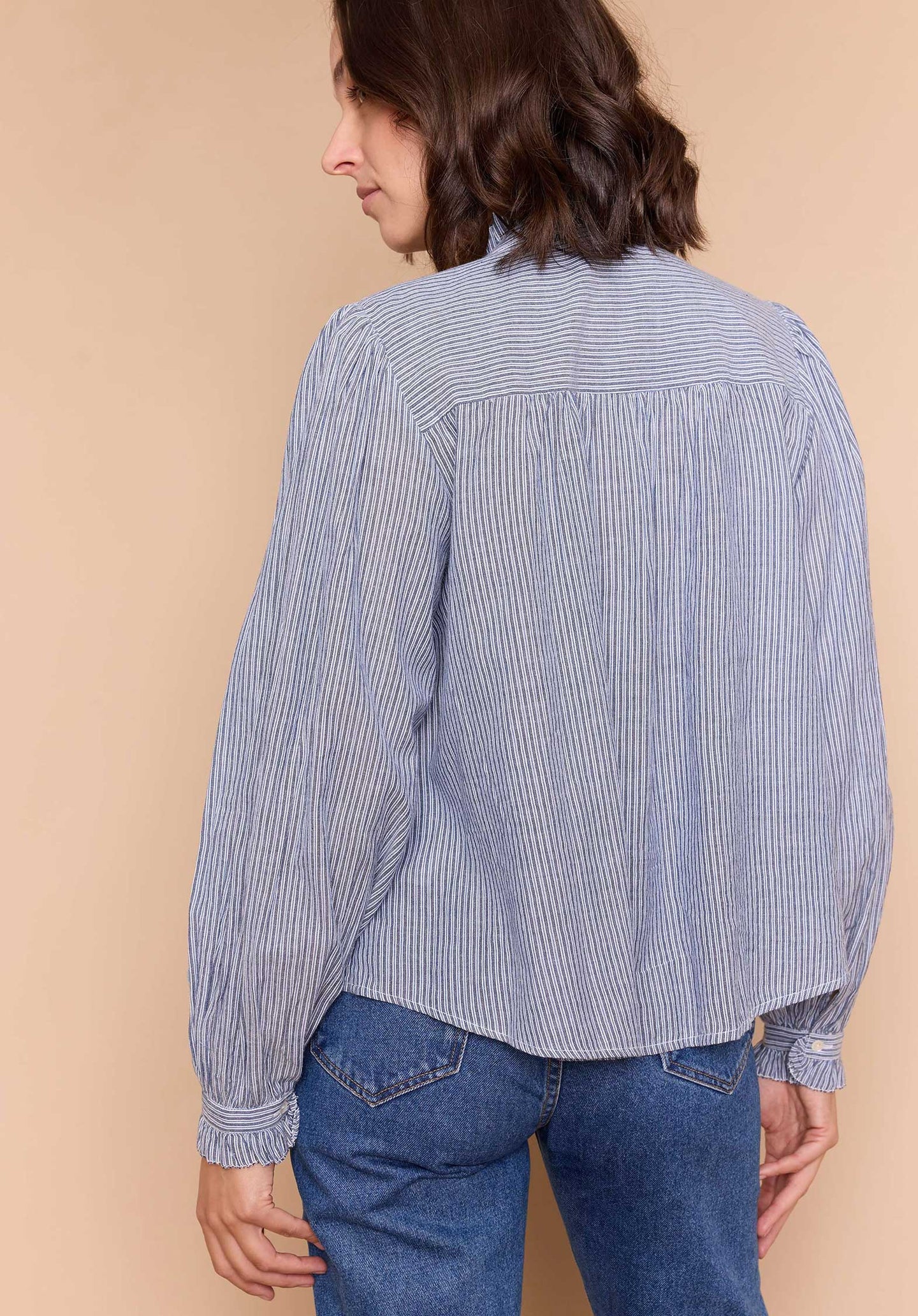 Blouse Peuplier Stripe-Bleu