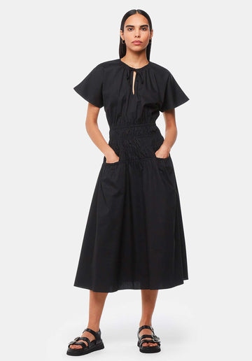 Poplin Shirred Dress 38491 Black